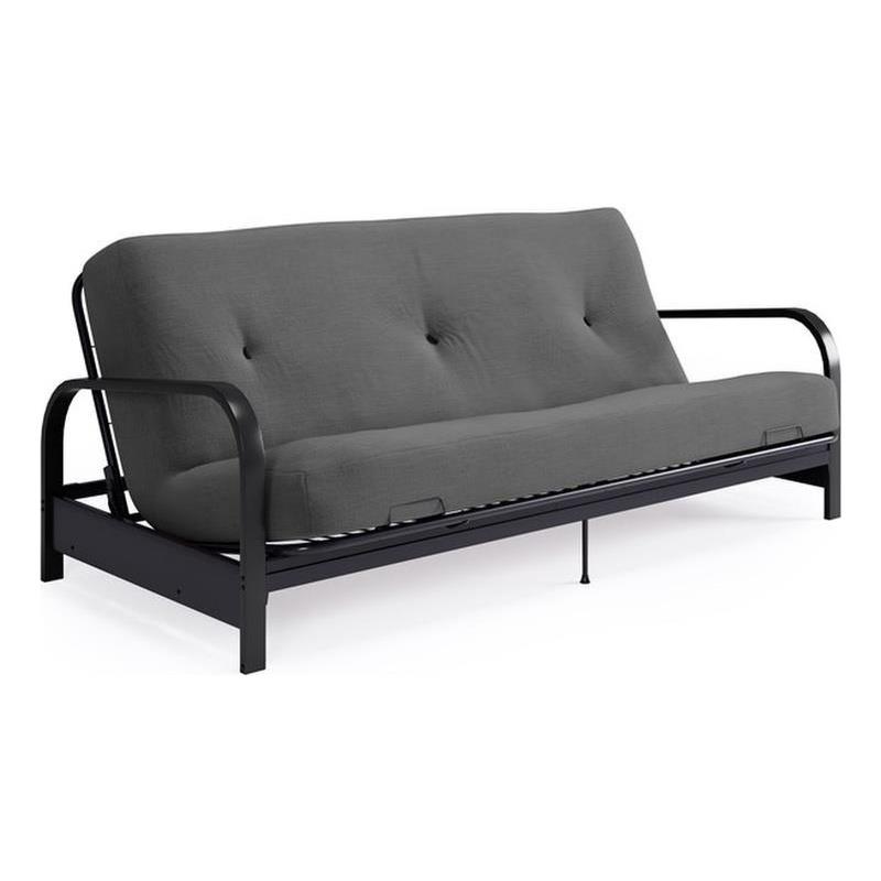 DHP Brax Black Metal Arm Full Size Futon Frame with 6