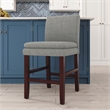 DHP Kent Upholstered Dining Stool Gray Linen with Dark Base