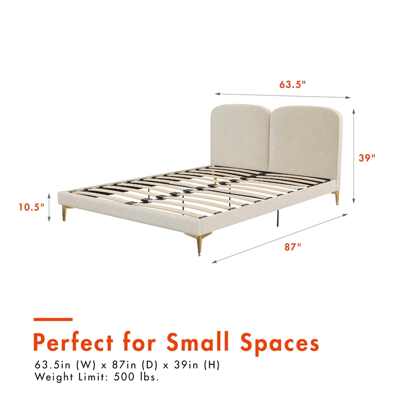 CosmoLiving by Cosmopolitan Coco Upholstered Bed in Queen in Ivory Velvet