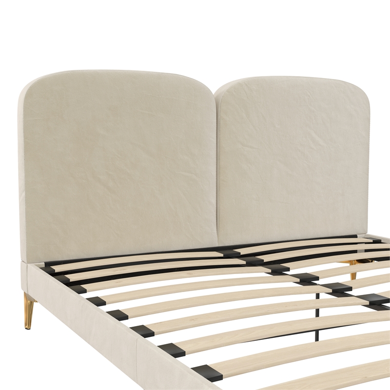 CosmoLiving by Cosmopolitan Coco Upholstered Bed in Queen in Ivory Velvet