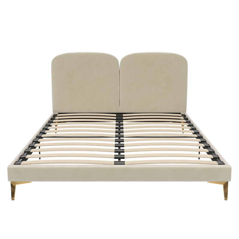 CosmoLiving by Cosmopolitan Coco Upholstered Bed in Queen in Ivory Velvet