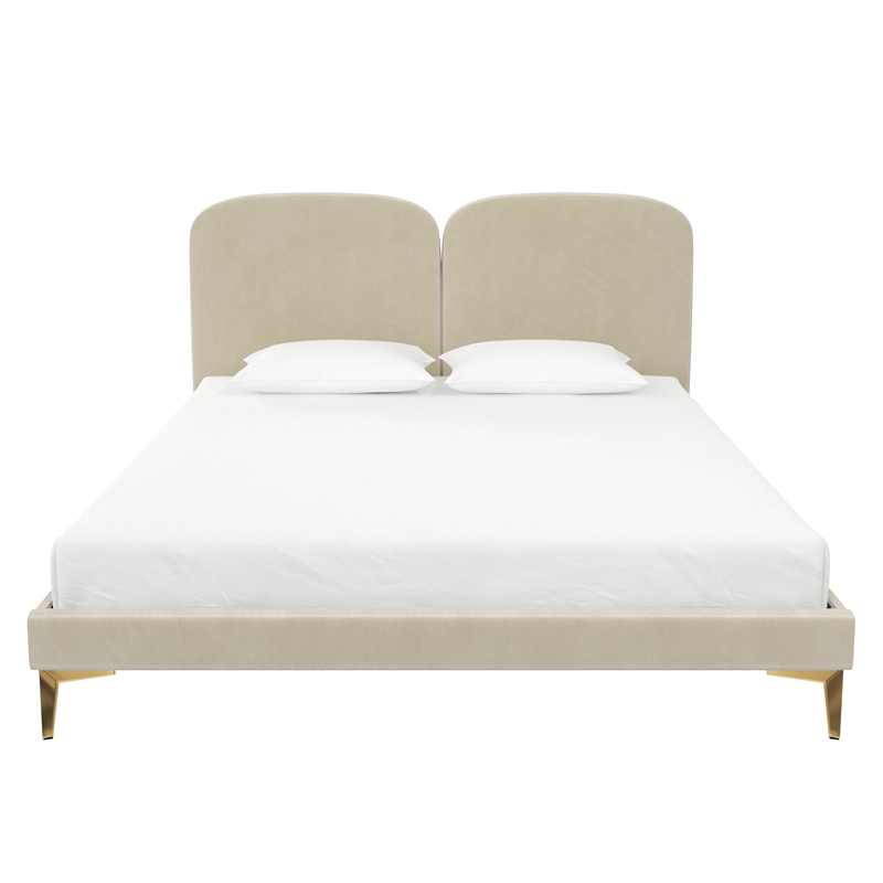 CosmoLiving by Cosmopolitan Coco Upholstered Bed in Queen in Ivory Velvet
