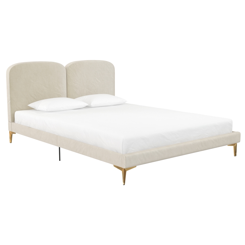 CosmoLiving by Cosmopolitan Coco Upholstered Bed in Queen in Ivory Velvet