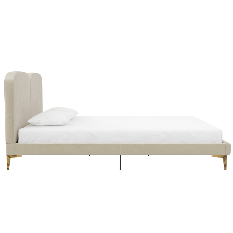 CosmoLiving by Cosmopolitan Coco Upholstered Bed in Queen in Ivory Velvet