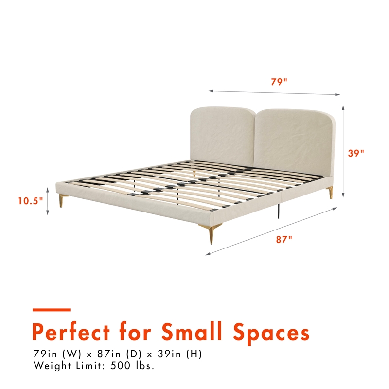 CosmoLiving by Cosmopolitan Coco Upholstered Bed in King in Ivory Velvet