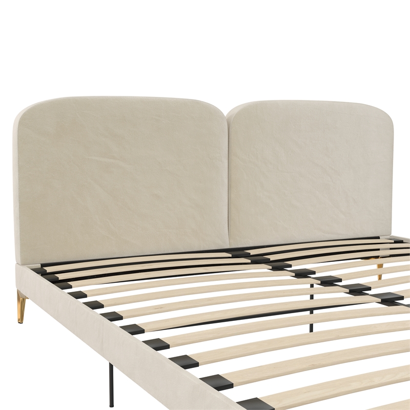 CosmoLiving by Cosmopolitan Coco Upholstered Bed in King in Ivory Velvet