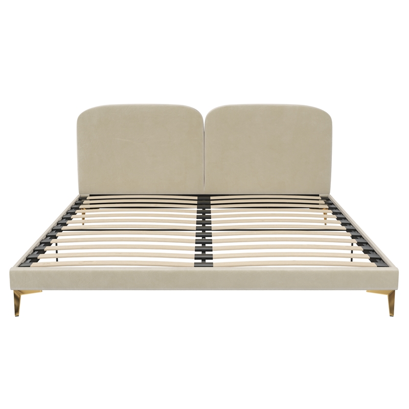 CosmoLiving by Cosmopolitan Coco Upholstered Bed in King in Ivory Velvet