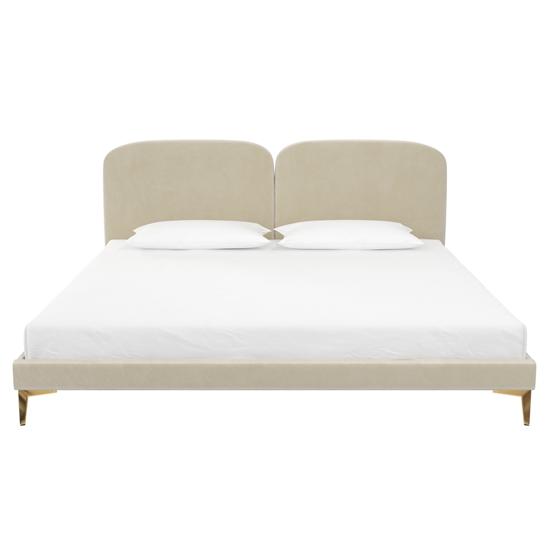 CosmoLiving by Cosmopolitan Coco Upholstered Bed in King in Ivory Velvet