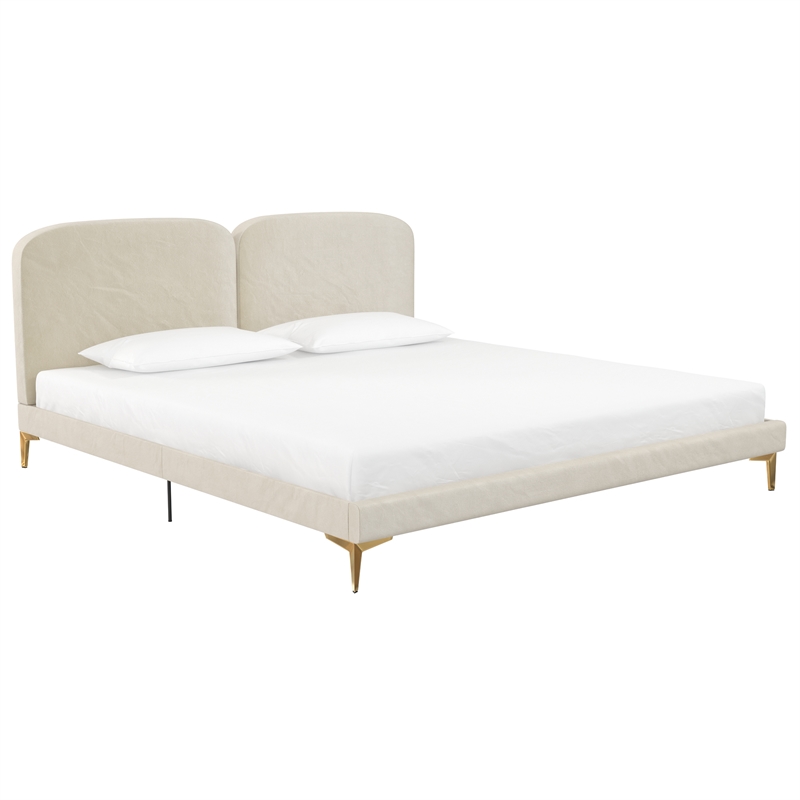 CosmoLiving by Cosmopolitan Coco Upholstered Bed in King in Ivory Velvet