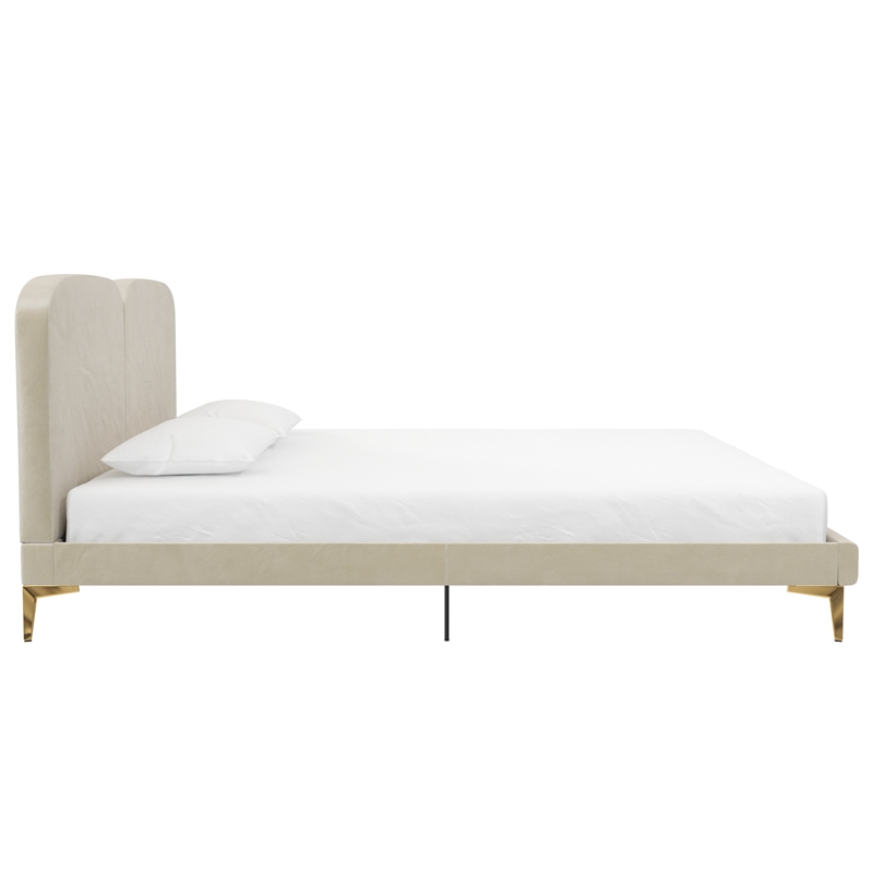 CosmoLiving by Cosmopolitan Coco Upholstered Bed in King in Ivory Velvet