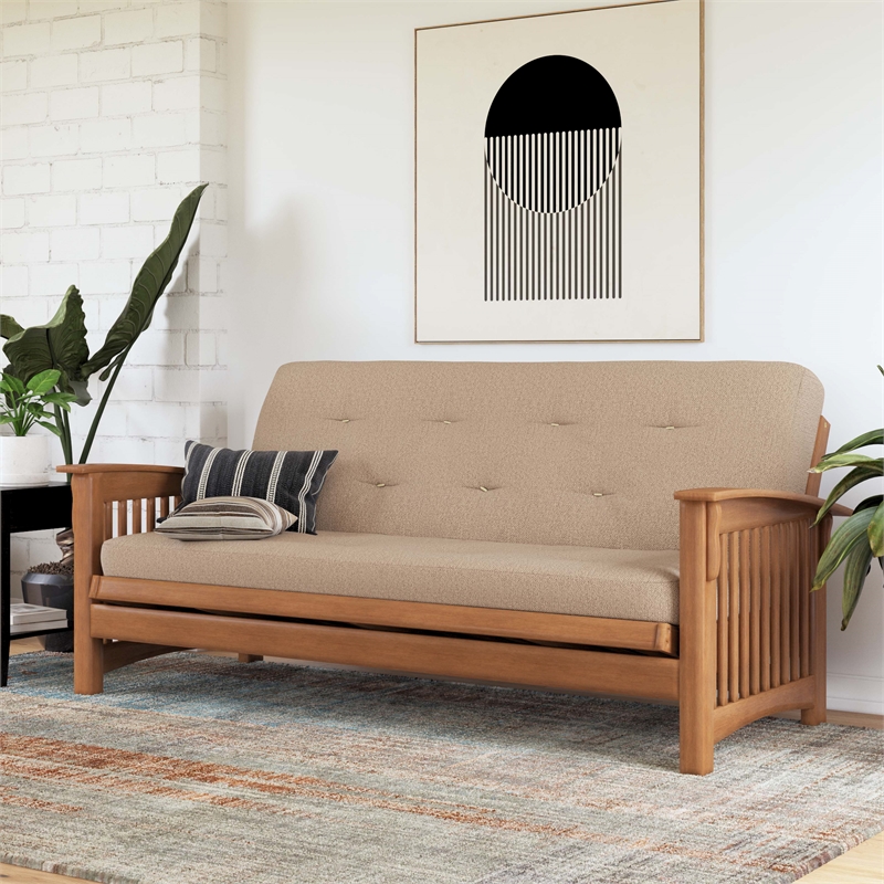 Trule 6-Inch Bonnell Coil Futon Mattress Microfiber Full in Tan
