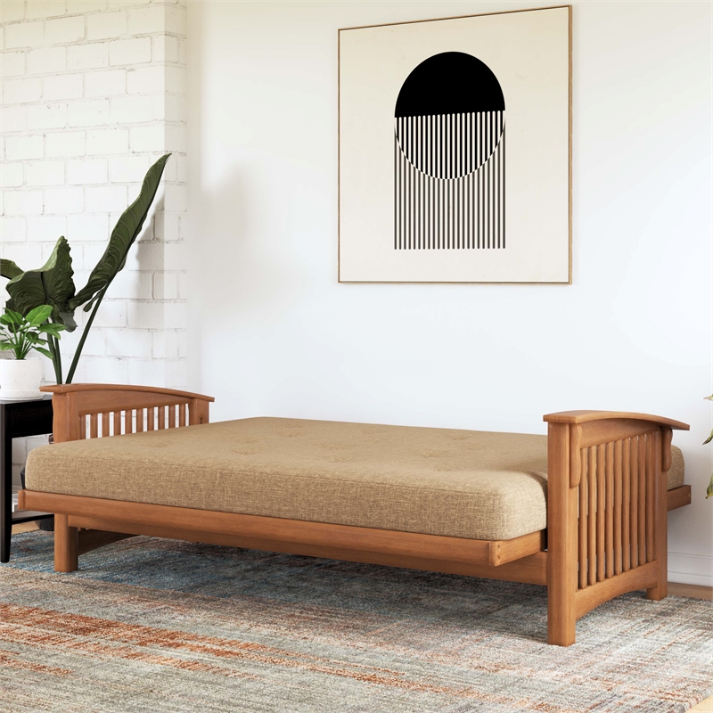 Trule 6-Inch Bonnell Coil Futon Mattress Linen in Full in Tan