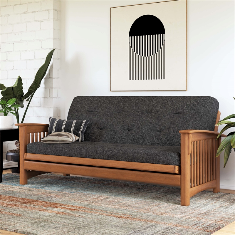 Trule 6-Inch Bonnell Coil Futon Mattress Linen Full in Dark Gray