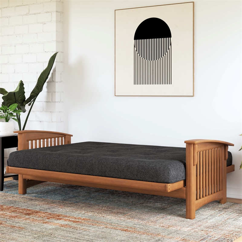 Trule 6-Inch Bonnell Coil Futon Mattress Linen Full in Dark Gray