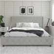 CosmoLiving by Cosmopolitan Mercer Upholstered King Bed in Light Gray Linen