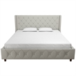CosmoLiving by Cosmopolitan Mercer Upholstered King Bed in Light Gray Linen