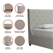 CosmoLiving by Cosmopolitan Mercer Upholstered King Bed in Light Gray Linen