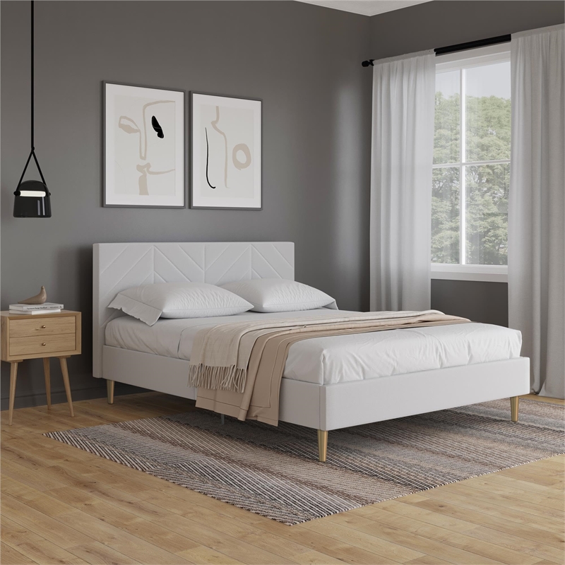 DHP Andrea Tufted Upholstered Queen Platform Bed in Gray Linen