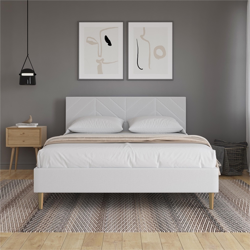 DHP Andrea Tufted Upholstered Queen Platform Bed in Gray Linen