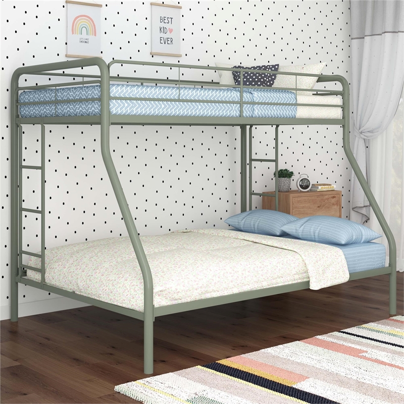 DHP Dusty Twin over Full Metal Bunk Bed with Secured Ladders in Thyme Green