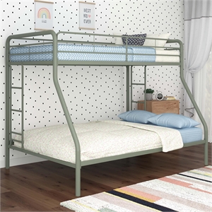 DHP Dusty Twin over Full Metal Bunk Bed with Secured Ladders in Thyme Green