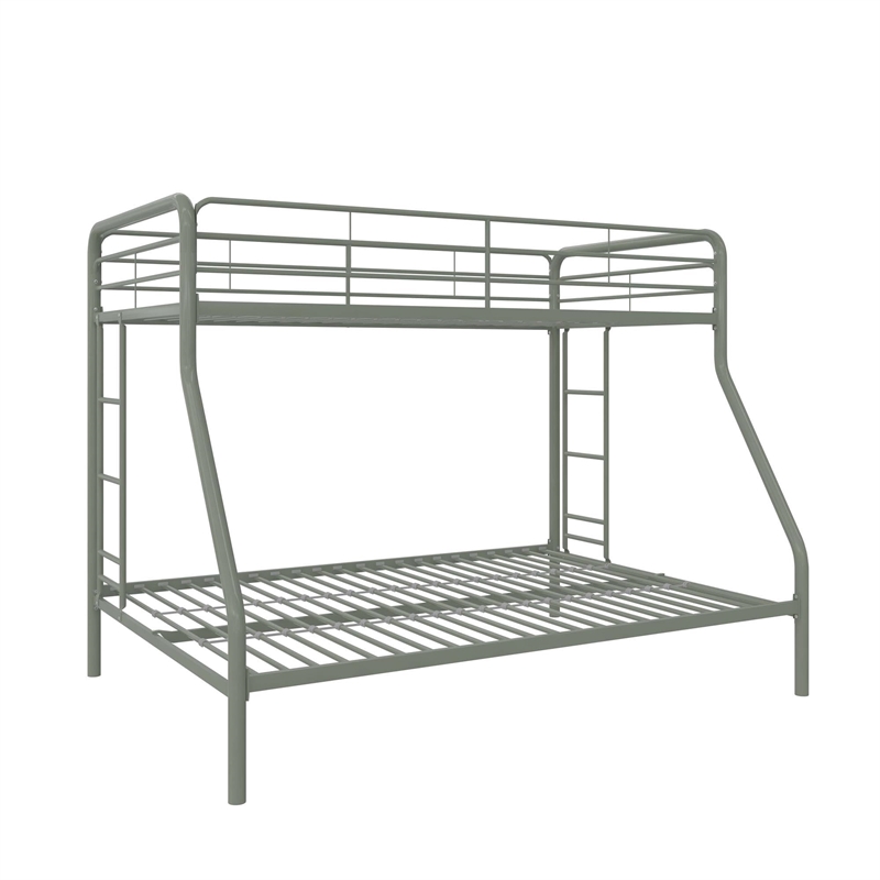 DHP Dusty Twin over Full Metal Bunk Bed with Secured Ladders in Thyme Green