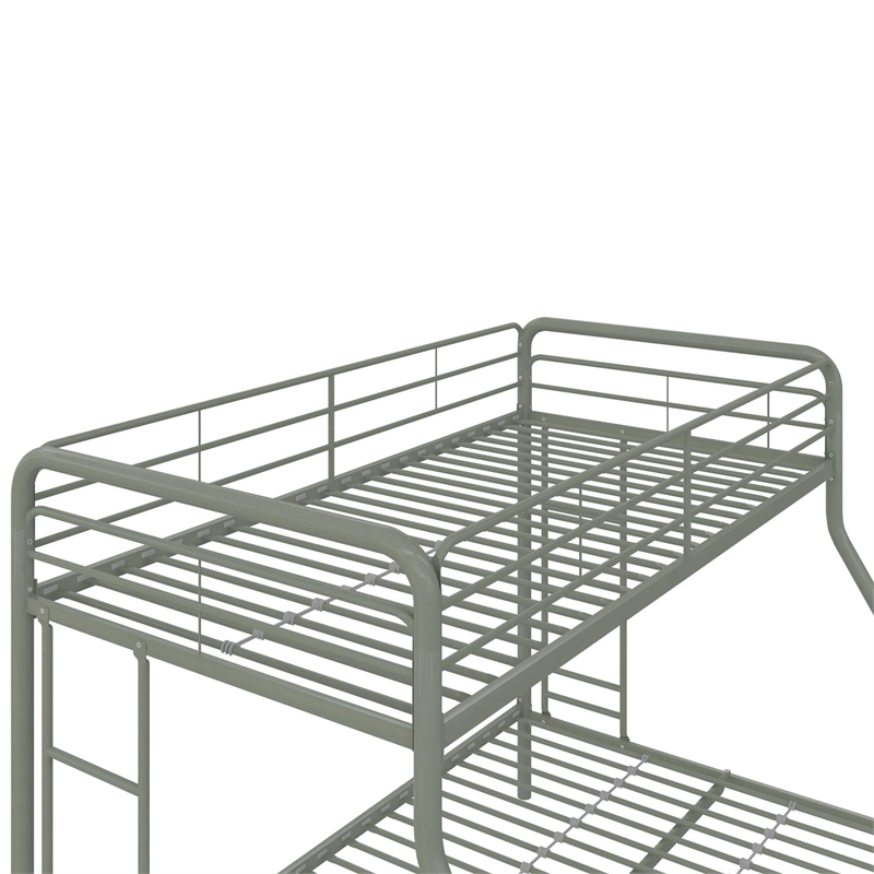 DHP Dusty Twin over Full Metal Bunk Bed with Secured Ladders in Thyme Green