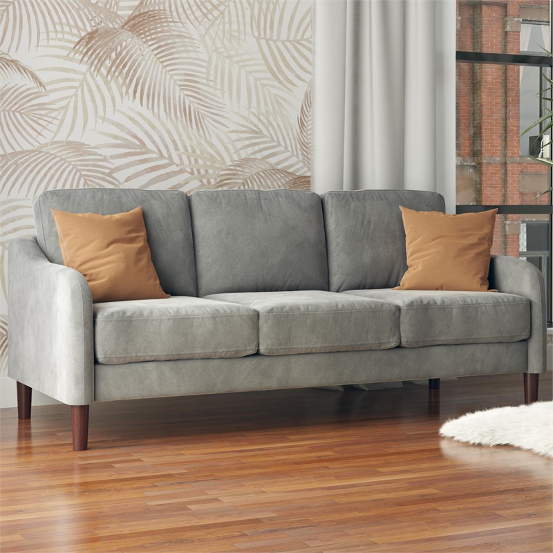 DHP Henson 3-Seater Sofa in Gray Velvet