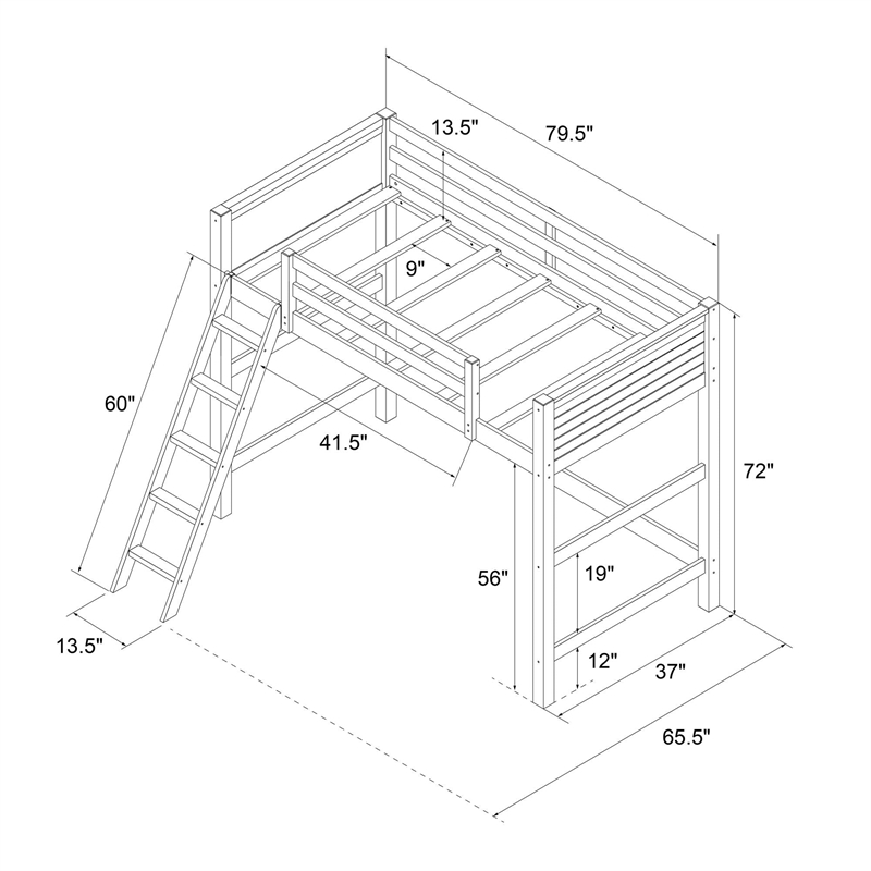 DHP Moon Bay Loft Bed in White