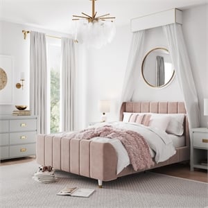 Little Seeds Valentina Full Upholstered Bed in Pink Velvet