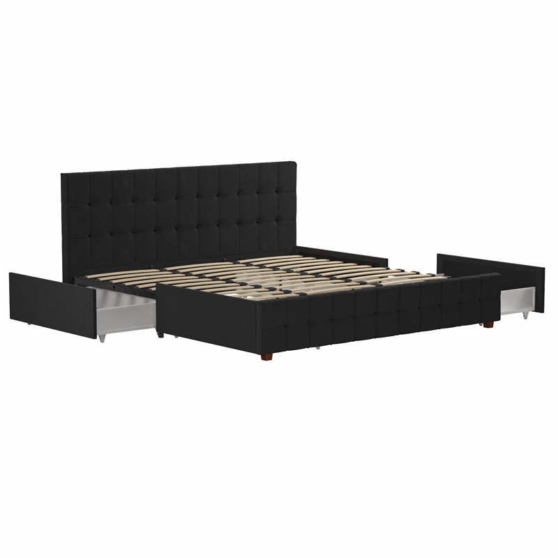 CosmoLiving by Cosmopolitan Elizabeth King Upholstered Bed in Black Velvet