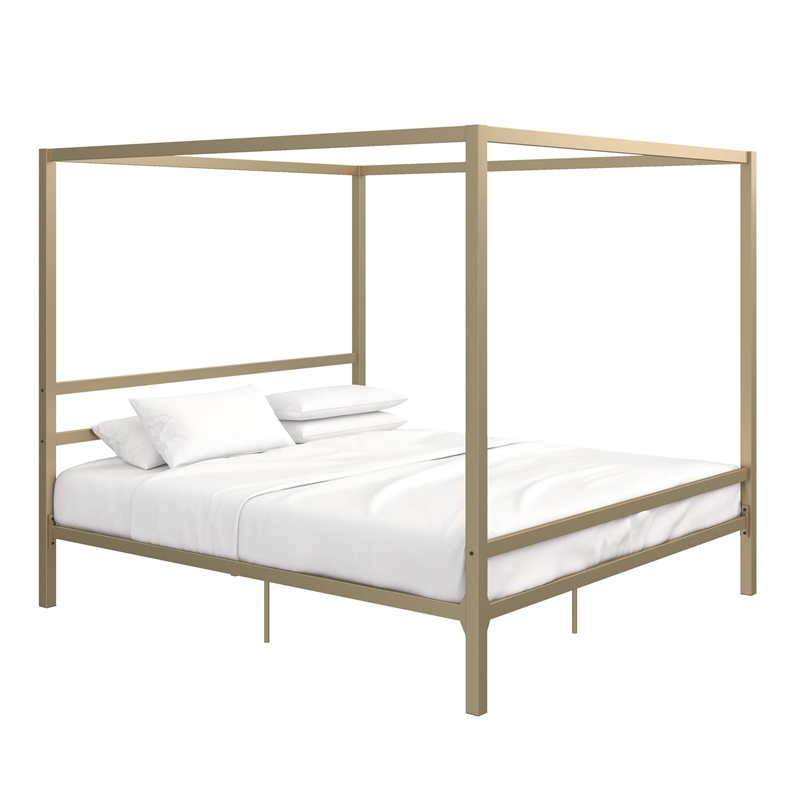 DHP Rory King Metal Canopy Bed in Gold