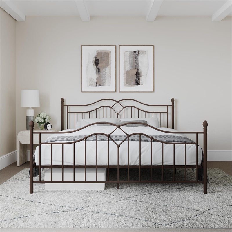 DHP Tatiana King Metal Bed in Bronze
