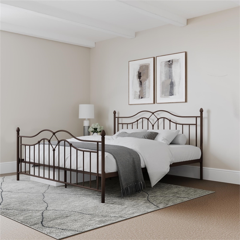 DHP Tatiana King Metal Bed in Bronze