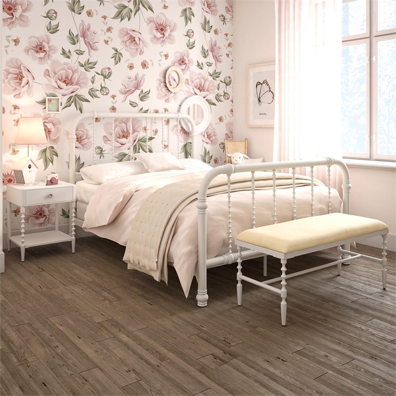Emerson Full Metal Bed in White