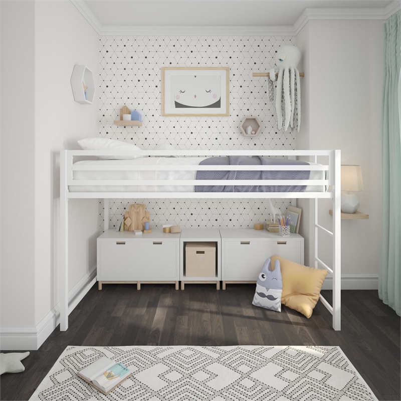 DHP Mabel Metal Junior Loft Bed in White