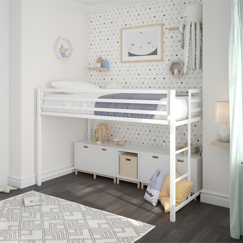 DHP Mabel Metal Junior Loft Bed in White
