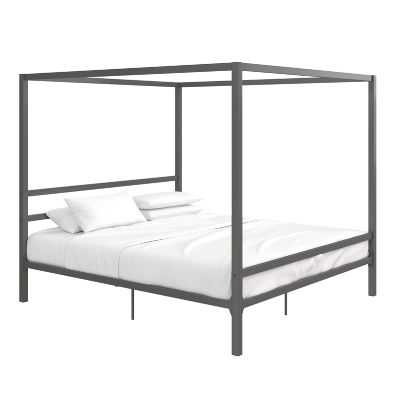 DHP Rory King Metal Canopy Bed in Gunmetal Grey