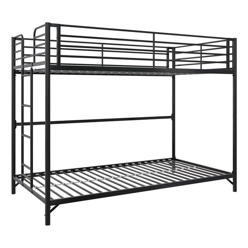 DHP BrEZ Build Daven Twin Over Twin Metal Bunk Kids Bed in Black