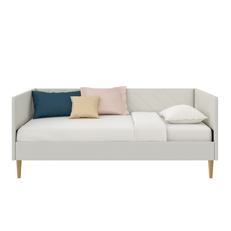DHP Alicent Mid-Century Linen Fabric Upholstered Twin Daybed Frame in Gray