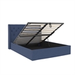 Novogratz Her Majesty Lift Up Storage Queen Bed Frame in Blue Linen