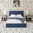 Novogratz Her Majesty Lift Up Storage Queen Bed Frame in Blue Linen