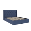 Novogratz Her Majesty Lift Up Storage Queen Bed Frame in Blue Linen
