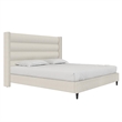 Novogratz Louis King Upholstered Bed Frame with High Tufted Headboard in Ivory