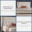 Novogratz Louis King Upholstered Bed Frame with High Tufted Headboard in Ivory