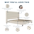 Novogratz Louis King Upholstered Bed Frame with High Tufted Headboard in Ivory