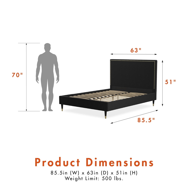 CosmoLiving by Cosmopolitan Audrey Queen Upholstered Bed in Black Velvet