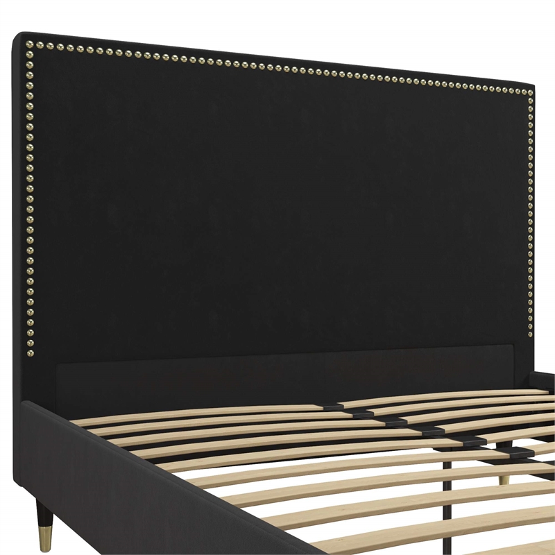 CosmoLiving by Cosmopolitan Audrey Queen Upholstered Bed in Black Velvet