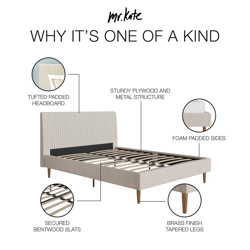 Mr. Kate Daphne King Upholstered Platform Bed in Dark Gray Linen