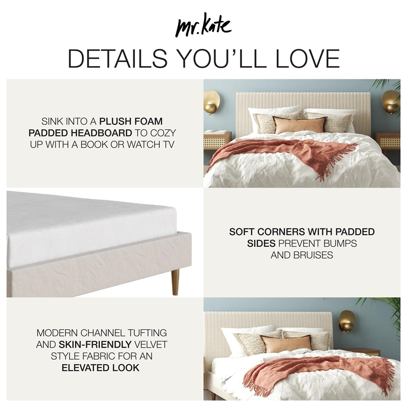 Mr. Kate Daphne King Upholstered Platform Bed in Dark Gray Linen
